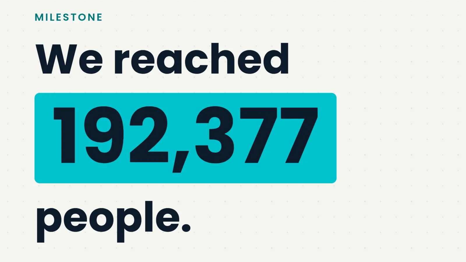 Milestone: we reached 192,377 people