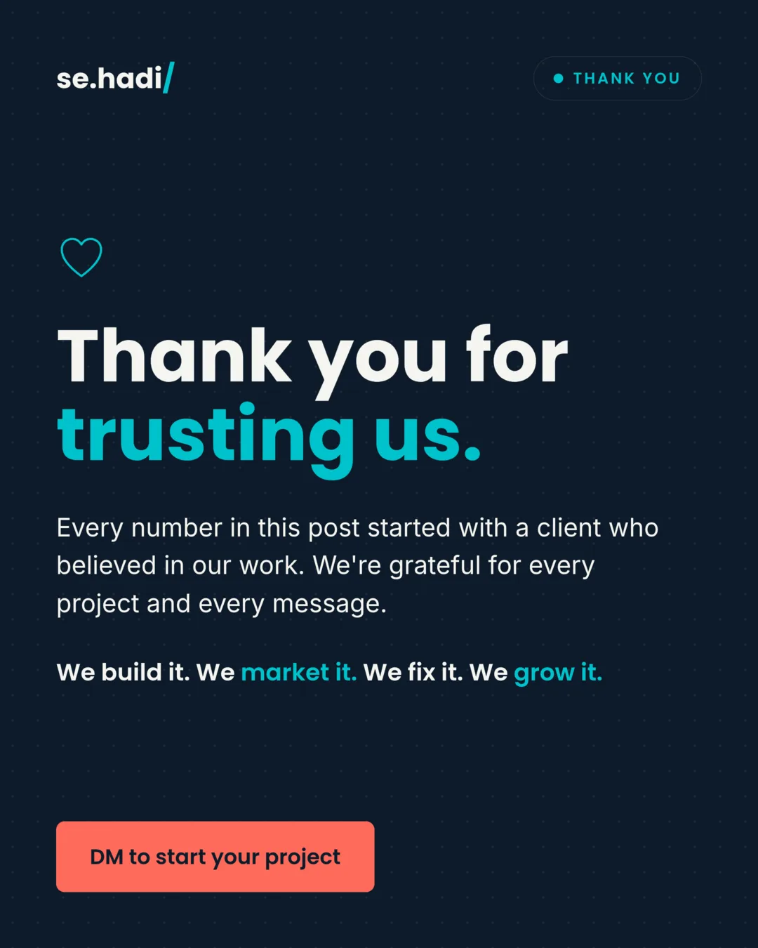 Thank you for trusting us. Every number in this post started with a client who believed in our work.